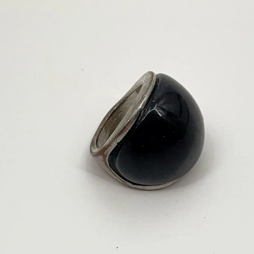 Elegant Black and Silver domed Women's Ring